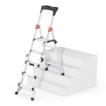 Hailo-TL100-TopLine-Telescopic-Stepladder-used-on-stairs